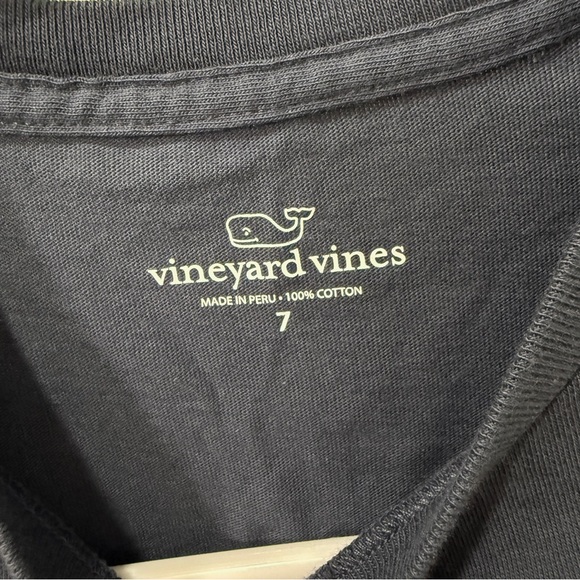 Vineyard Vines Kids Tee in Navy with Pink Whale - Picture 3 of 3